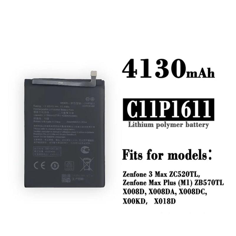 Batterie de remplacement pour ASUS Zenfone 3 Max (ZC520TL), C11P1611 Batterie de remplacement pour ASUS Zenfone 3 Max (ZC520TL), C11P1611